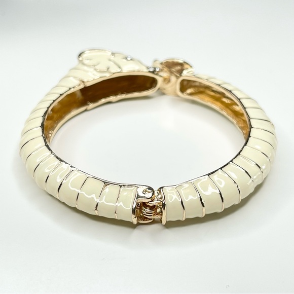 Elephant Cuff Bracelet with Rhinestones in Ivory/Gold - Picture 4 of 5